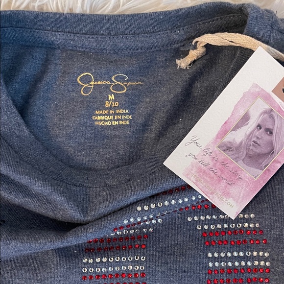 Jessica Simpson Kids Navy Love Graphic Tee Size Medium (8/10) NWT - Picture 4 of 6